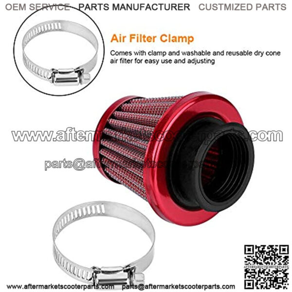 Motorcycle 38mm Air Filter Fuel Cleaner for 49cc 50cc 70cc 90cc 110cc 125cc 150cc 200cc ATV Quad Dirt Pit Bike Gy6 Scooter Go Kart (1pc, Red) - Image 3