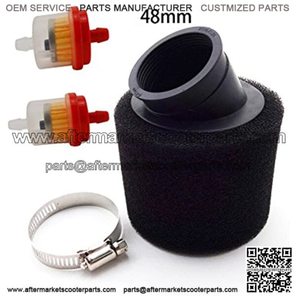Motorcycle Racing 48mm Bent Foam Air Filter + Fuel Cleaner Filter For Pit Pro Dirt Trail Motor Bike GY6 Moped Scooter ATV Quad Motocross - Image 2