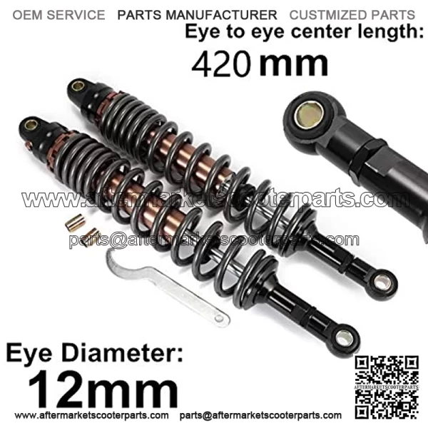 2Pcs Rear Air Shock Absorbers Suspension 420mm Rear ATV Quad Scooter Accessory Motor Motorcycle Air Damping Adjustable Dir Suspension Pocket Bike Motorcycle Shock Absorber - Image 2